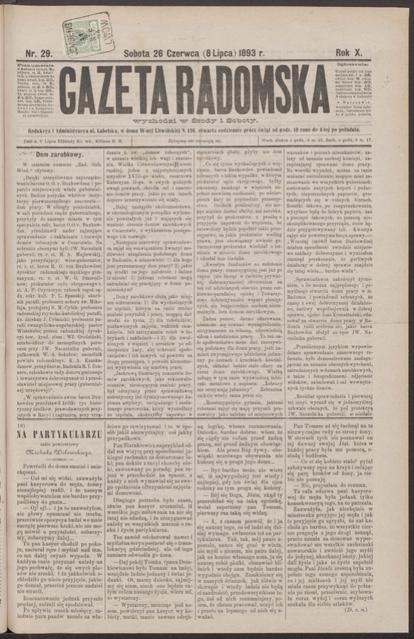 Gazeta Radomska. Rok&nbsp;10, 1893, numer&nbsp;29