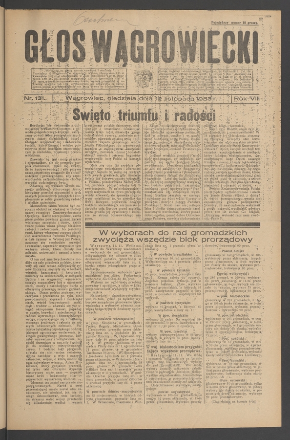 Głos Wągrowiecki. Rok 8, 1933, numer 131