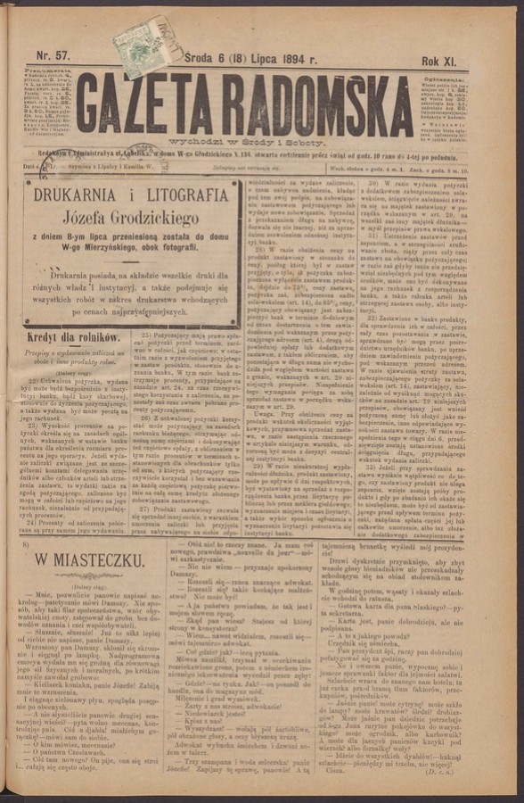 Gazeta Radomska. Rok&nbsp;11, 1894, numer&nbsp;57