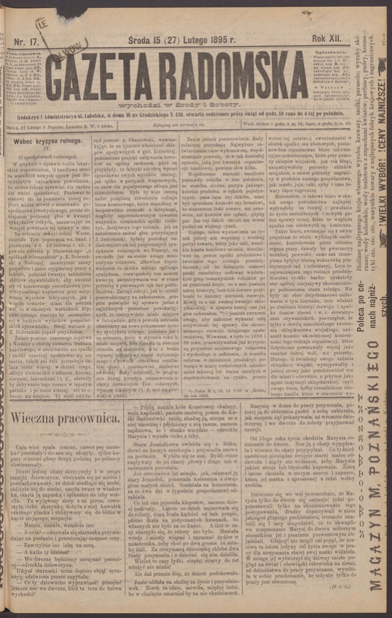 Gazeta Radomska. Rok&nbsp;12, 1895, numer&nbsp;17