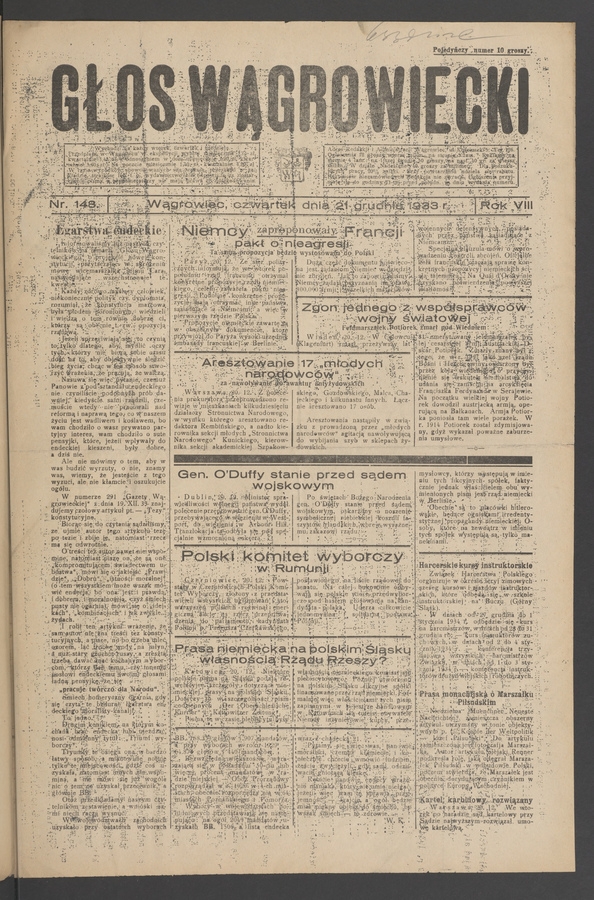 Głos Wągrowiecki. Rok 8, 1933, numer 148
