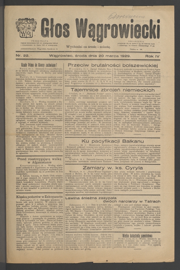 Głos Wągrowiecki. Rok 4, 1929, numer 22