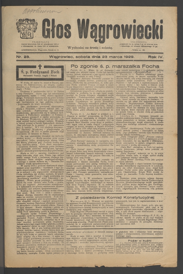 Głos Wągrowiecki. Rok 4, 1929, numer 23
