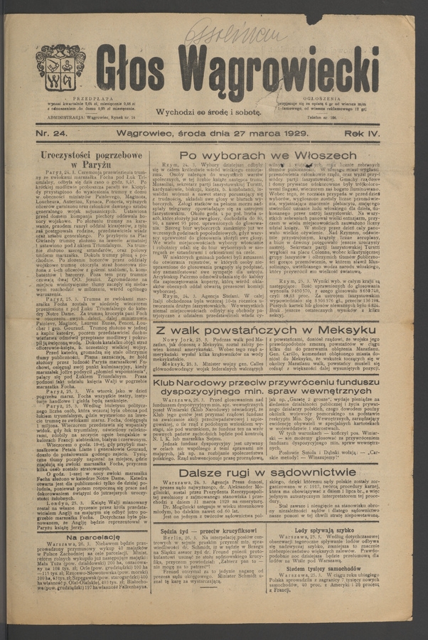 Głos Wągrowiecki. Rok 4, 1929, numer 24