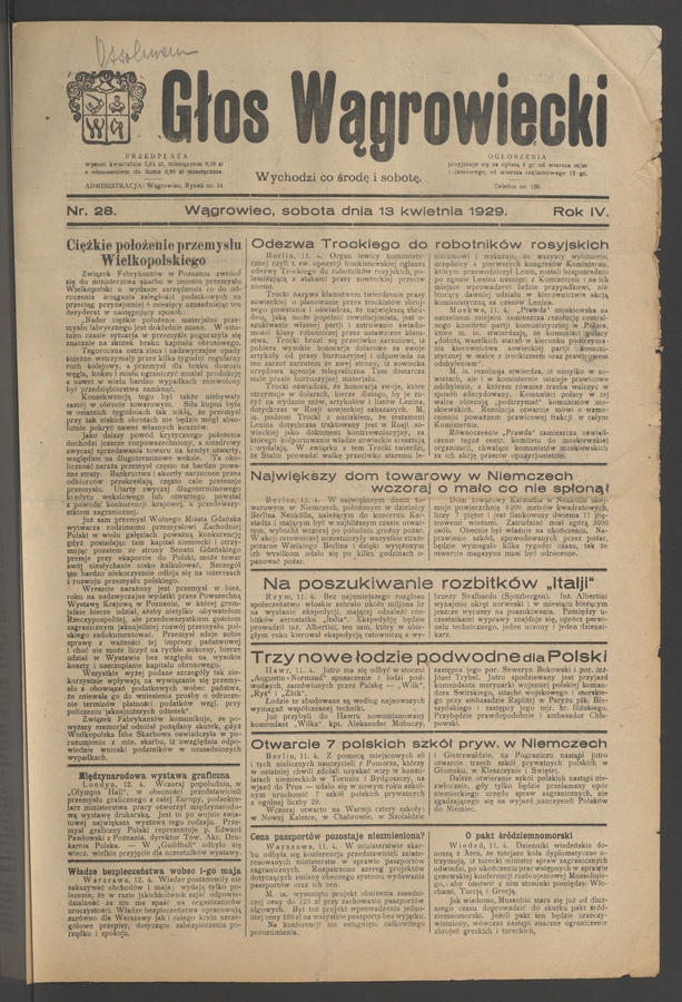 Głos Wągrowiecki. Rok 4, 1929, numer 28