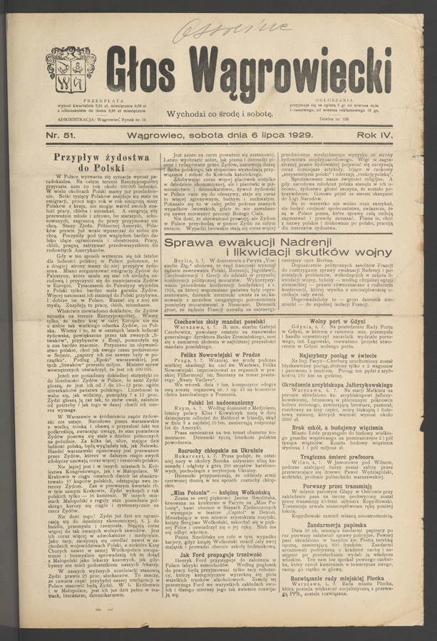 Głos Wągrowiecki. Rok 4, 1929, numer 51