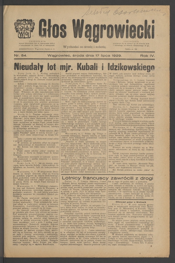 Głos Wągrowiecki. Rok 4, 1929, numer 54