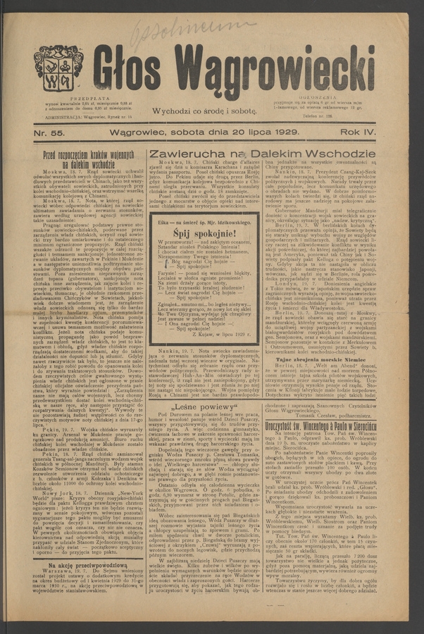 Głos Wągrowiecki. Rok 4, 1929, numer 55