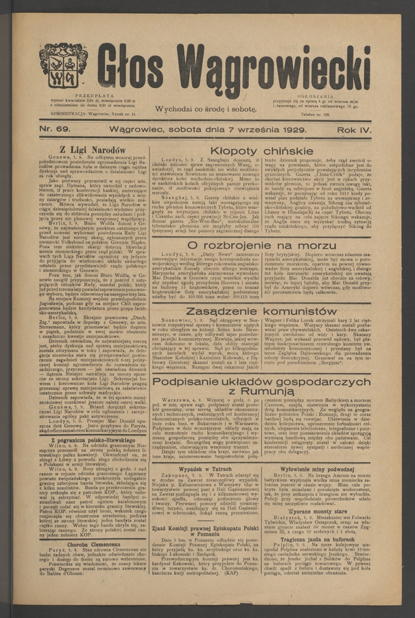 Głos Wągrowiecki. Rok 4, 1929, numer 69