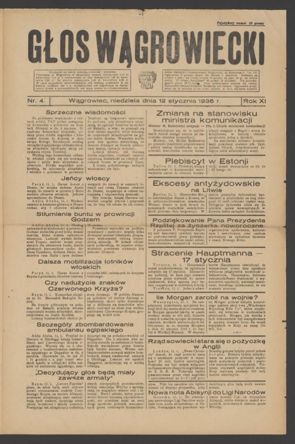 Głos Wągrowiecki. Rok&nbsp;11, 1936, numer&nbsp;4