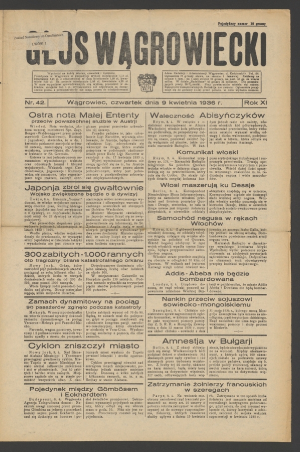Głos Wągrowiecki. Rok&nbsp;11, 1936, numer&nbsp;42