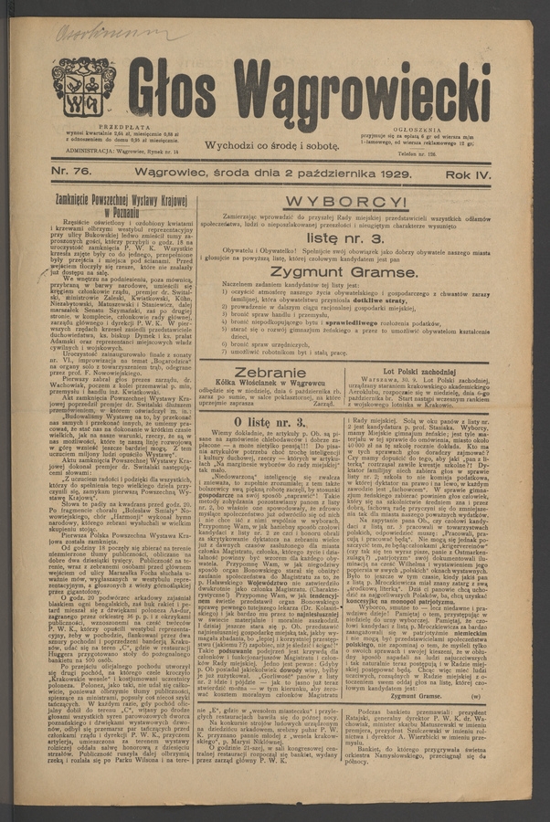 Głos Wągrowiecki. Rok 4, 1929, numer 76