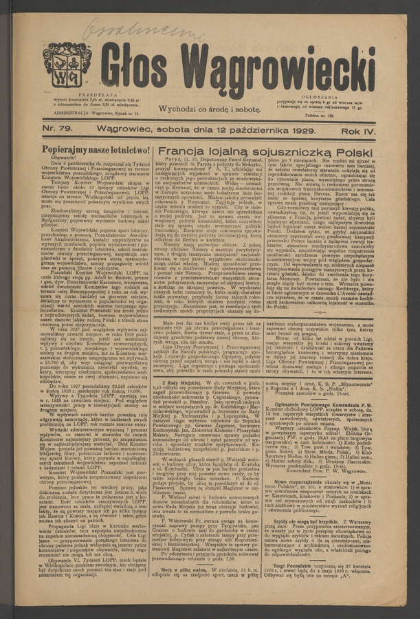 Głos Wągrowiecki. Rok 4, 1929, numer 79