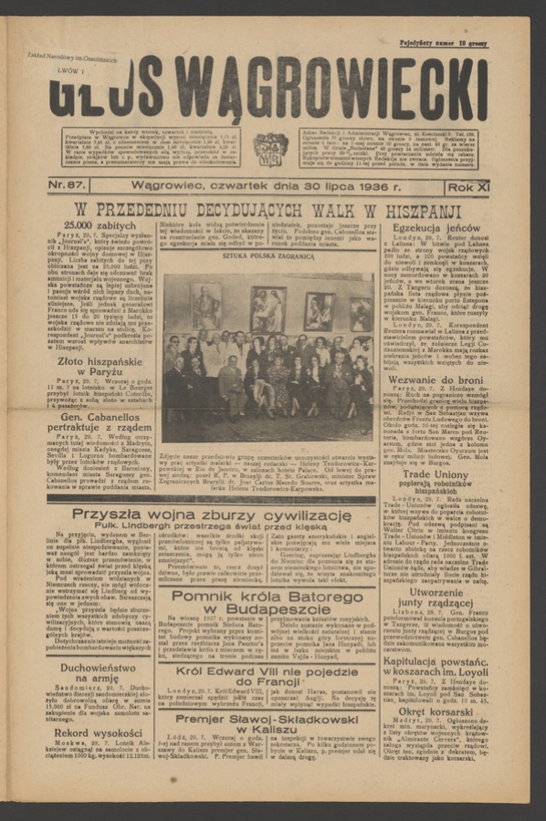 Głos Wągrowiecki. Rok&nbsp;11, 1936, numer&nbsp;87