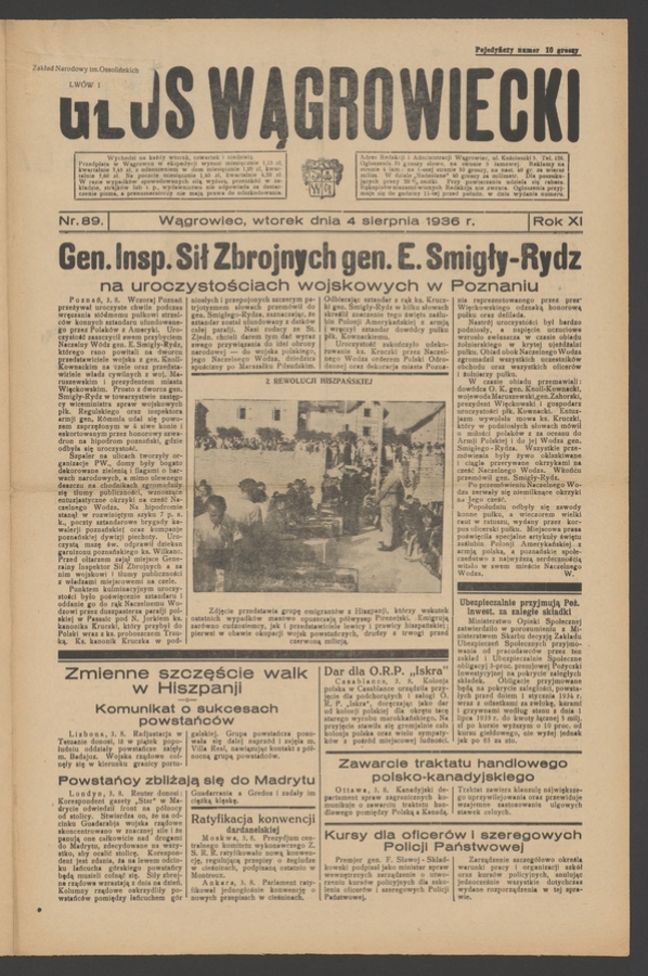 Głos Wągrowiecki. Rok&nbsp;11, 1936, numer&nbsp;89