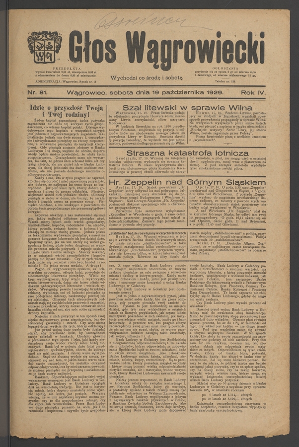 Głos Wągrowiecki. Rok 4, 1929, numer 81