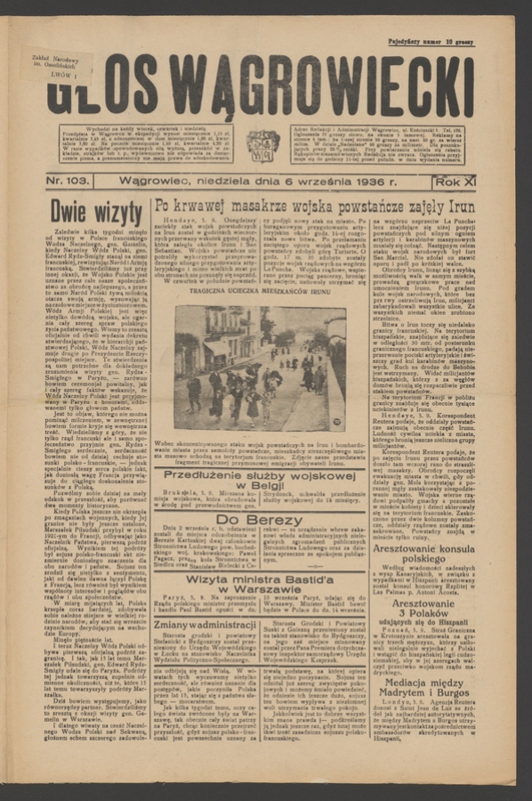 Głos Wągrowiecki. Rok&nbsp;11, 1936, numer&nbsp;103