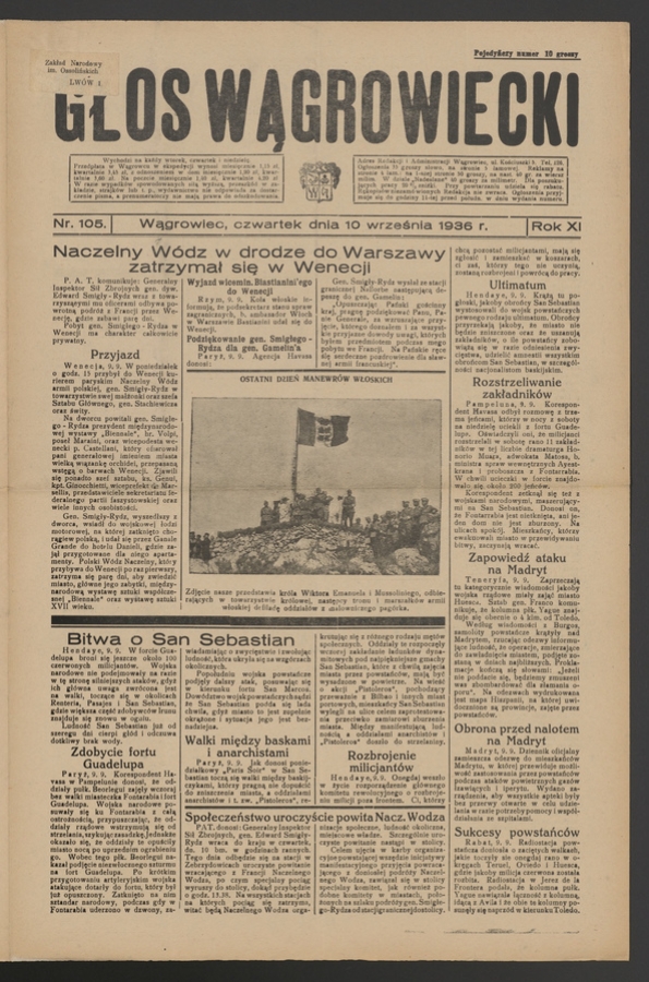 Głos Wągrowiecki. Rok&nbsp;11, 1936, numer&nbsp;105