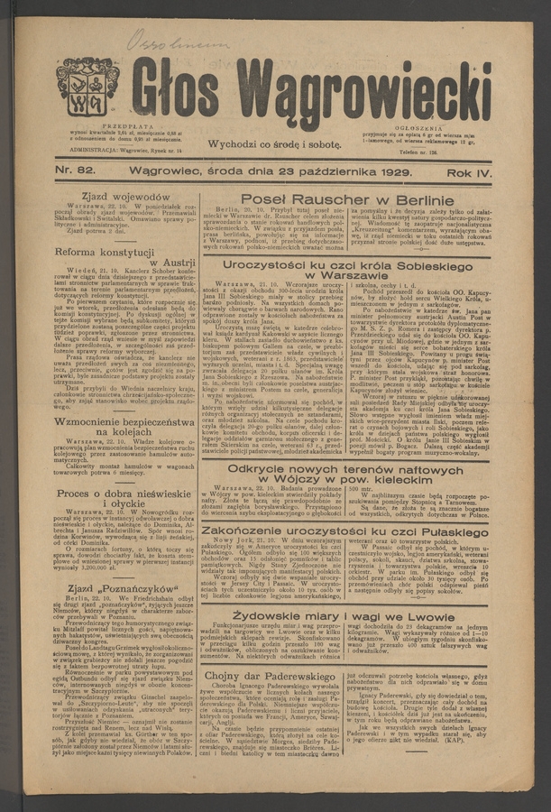 Głos Wągrowiecki. Rok 4, 1929, numer 82