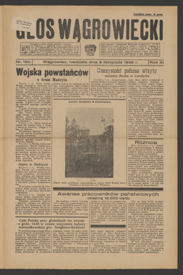 Głos Wągrowiecki. Rok&nbsp;11, 1936, numer&nbsp;130