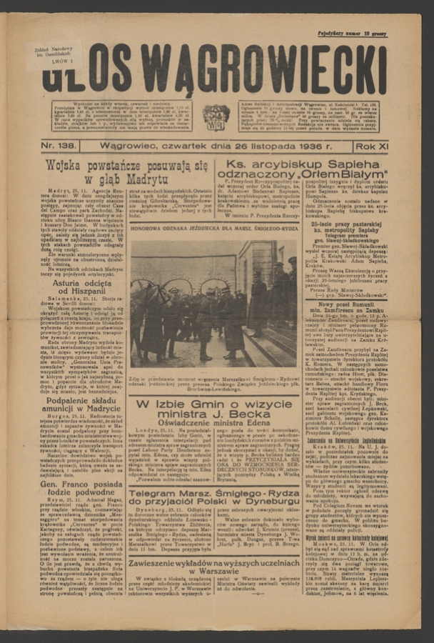 Głos Wągrowiecki. Rok&nbsp;11, 1936, numer&nbsp;138