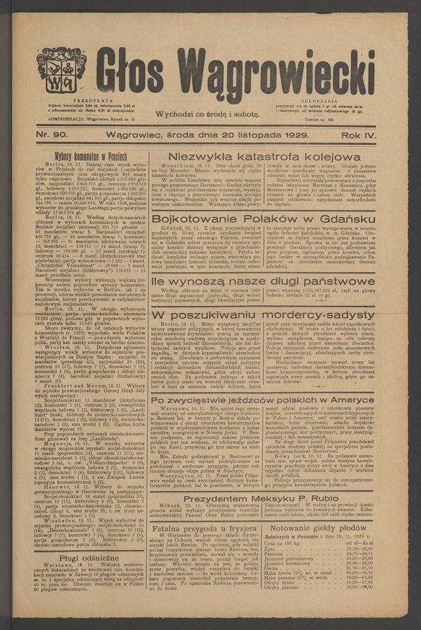 Głos Wągrowiecki. Rok 4, 1929, numer 90