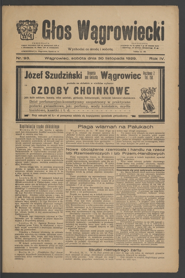 Głos Wągrowiecki. Rok 4, 1929, numer 93