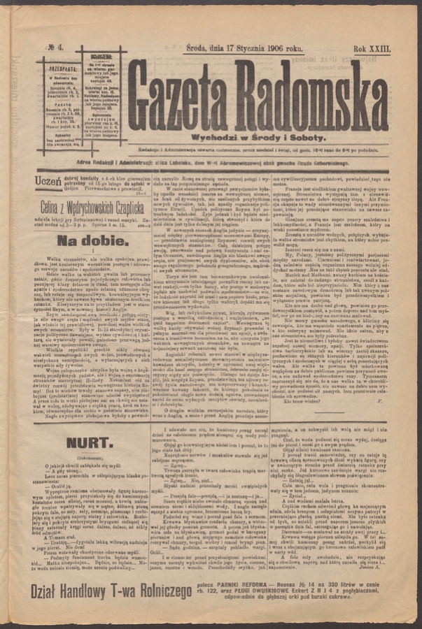 Gazeta Radomska. Rok&nbsp;23, 1906, numero&nbsp;4