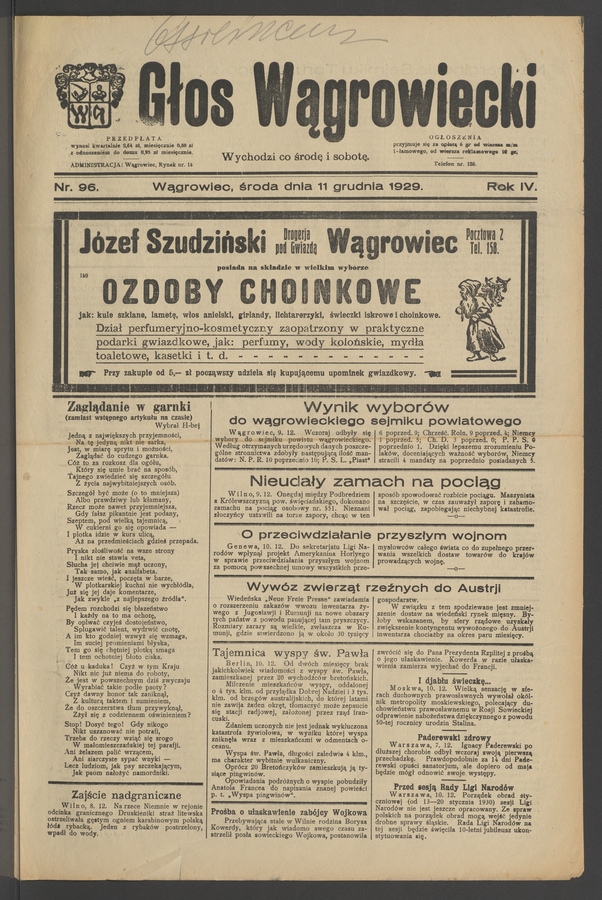 Głos Wągrowiecki. Rok 4, 1929, numer 96