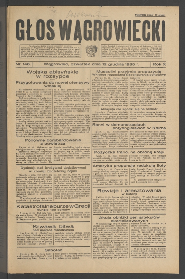 Głos Wągrowiecki. Rok&nbsp;10, 1935, numer&nbsp;146