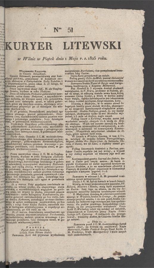 Kuryer Litewski. 1825, numer 51
