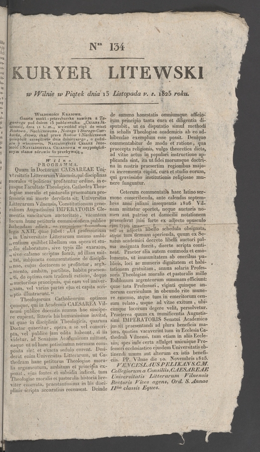 Kuryer Litewski. 1825, numer 134