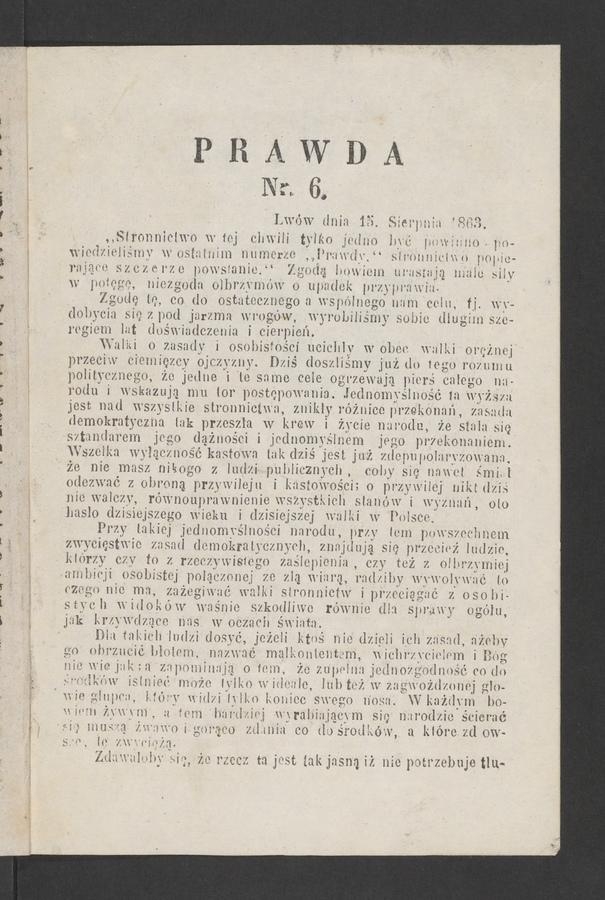 Prawda. 1863, numer&nbsp;6