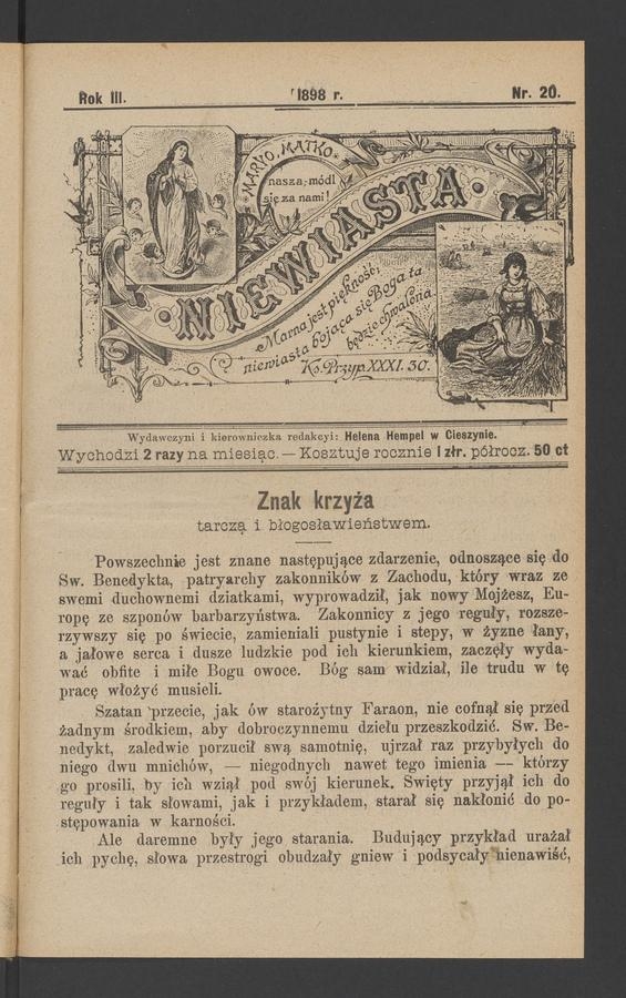 Niewiasta. Rok&nbsp;3, 1898, numer&nbsp;20