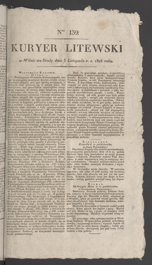 Kuryer Litewski. 1826, numer 132