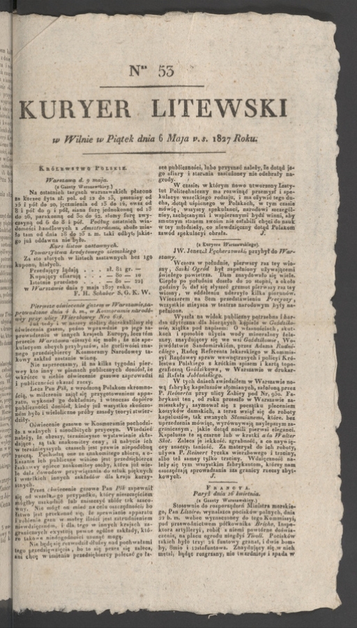 Kuryer Litewski. 1827, numer 53