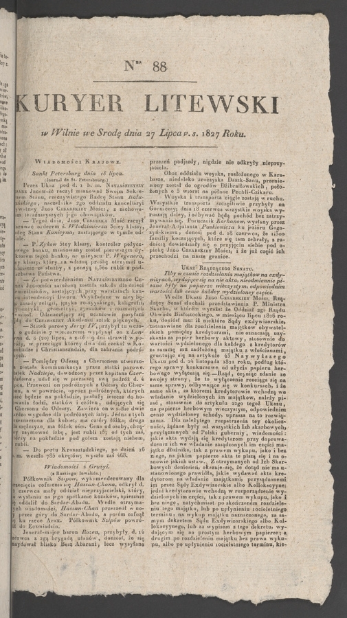 Kuryer Litewski. 1827, numer 88