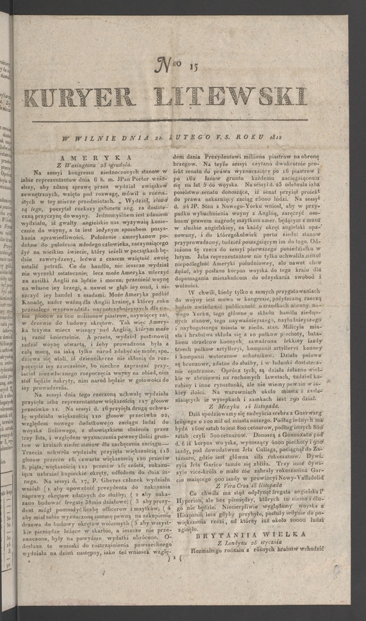 Kuryer Litewski. 1812, numero&nbsp;15