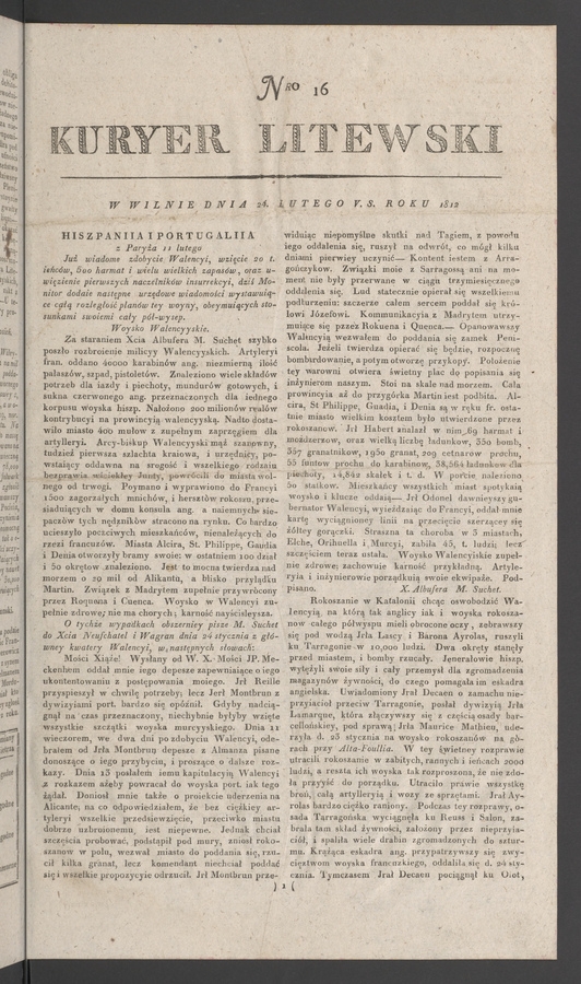 Kuryer Litewski. 1812, numero&nbsp;16