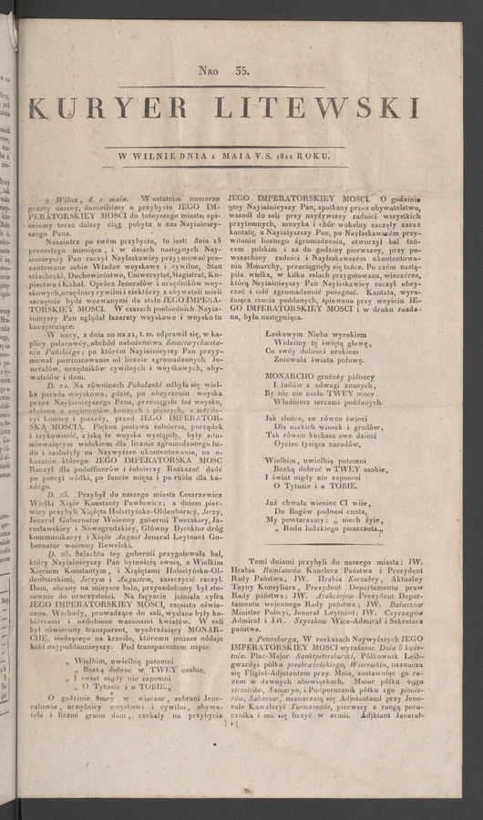Kuryer Litewski. 1812, numero&nbsp;35