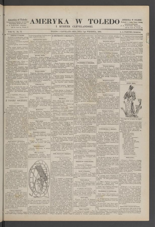 Ameryka w&nbsp;Toledo i&nbsp;Kuryer Clevelandski. Tom&nbsp;6, 1892, numer&nbsp;72