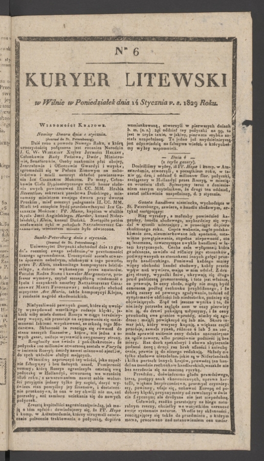 Kuryer Litewski. 1829, numer&nbsp;6