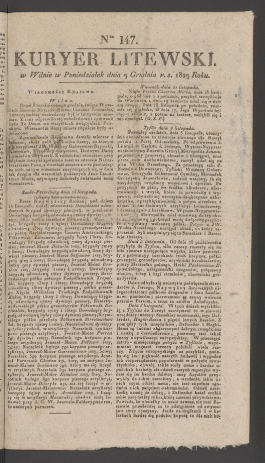 Kuryer Litewski. 1829, numer&nbsp;147