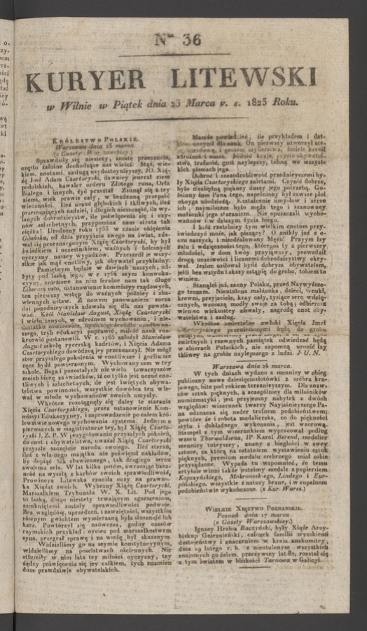 Kuryer Litewski. 1823, numer 36