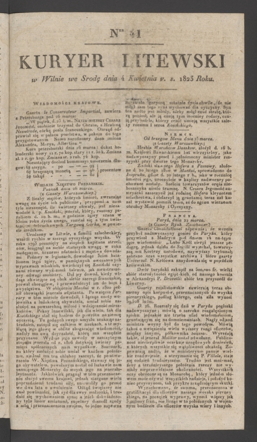 Kuryer Litewski. 1823, numer&nbsp;41