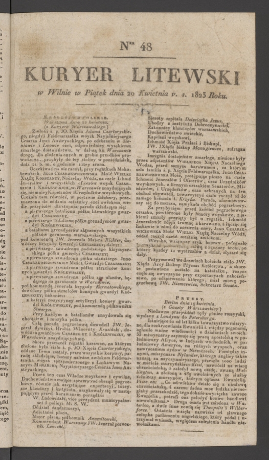 Kuryer Litewski. 1823, numer&nbsp;48