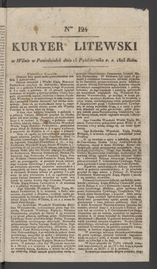 Kuryer Litewski. 1823, numer&nbsp;124