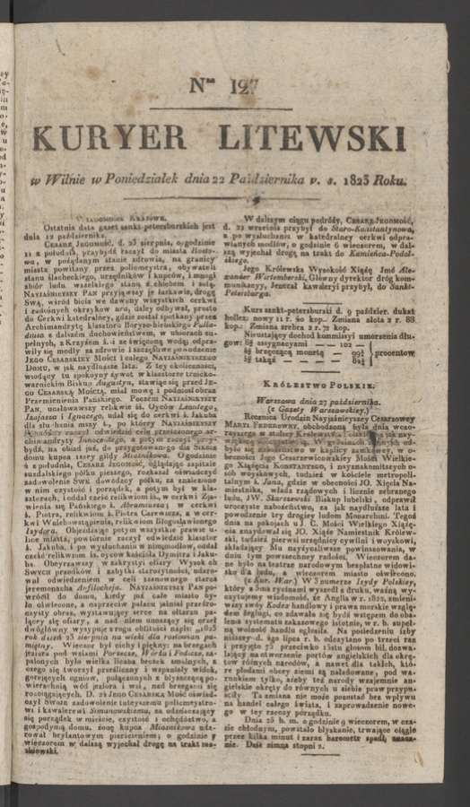 Kuryer Litewski. 1823, numer&nbsp;127