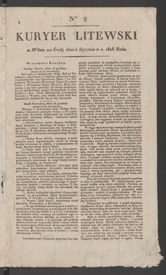 Kuryer Litewski. 1828, numer&nbsp;2
