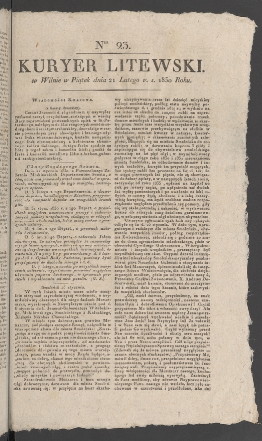 Kuryer Litewski. 1830, numer 23